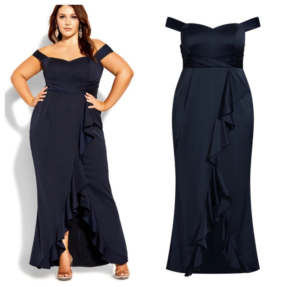 NWT! CITY CHIC Hypnotize Maxi Dress - dark navy
